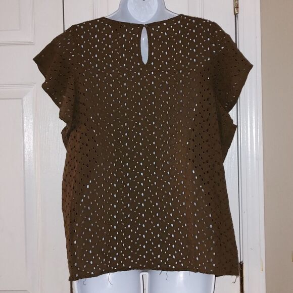 Banana Republic Factory brown eyelet top  SZ XL - Picture 3 of 4